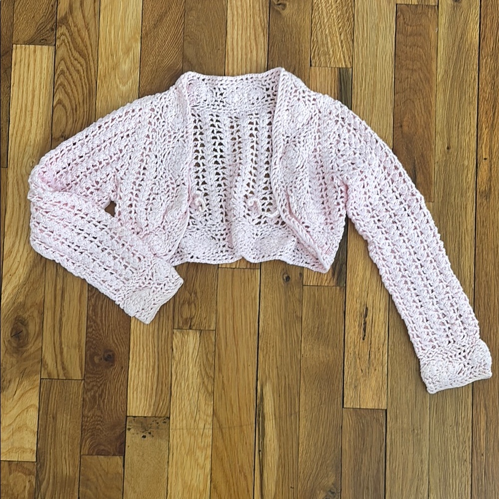 Pink Crochet Bolero Shrug